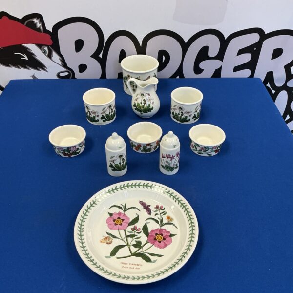 Vintage Portmeirion Botanic Garden pottery collection with floral designs.
