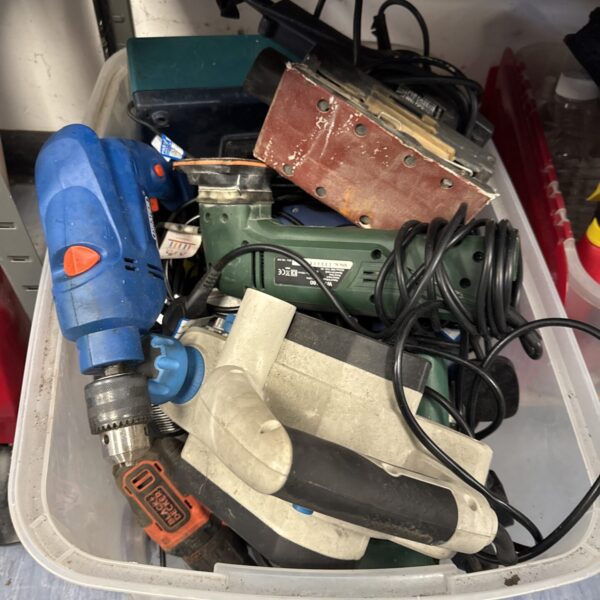 Untested power tool job lot with drill and sander.