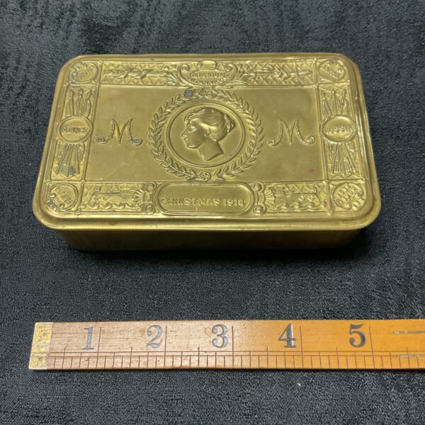 Antique Princess Mary Gift Fund box from 1914, WWI military gift.