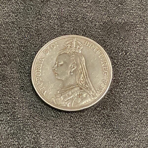 Antique Queen Victoria Crown 1889 obverse side.
