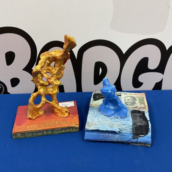 Signed surreal sculpture by R Conway Jones, abstract art piece.