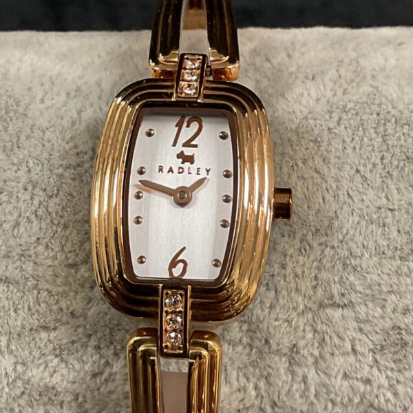 Gold-tone Radley ladies watch with crystal detailing on the dial.