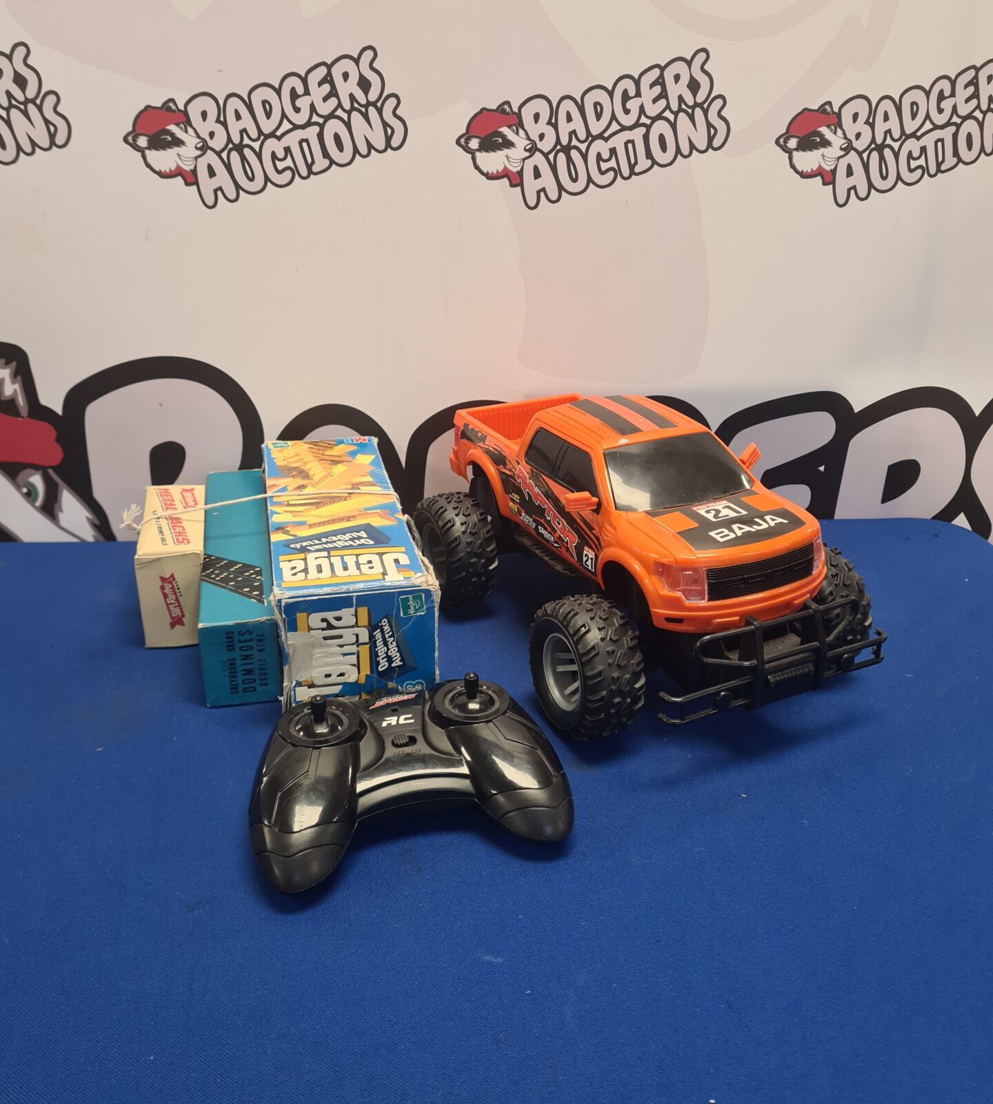 Vintage Raptor RC buggy with remote control for sale.