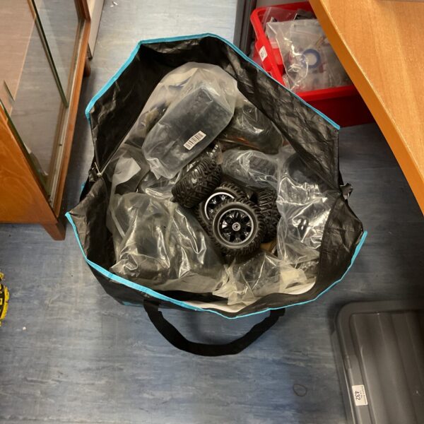 Bag of new RC car tyres for radio control vehicles.