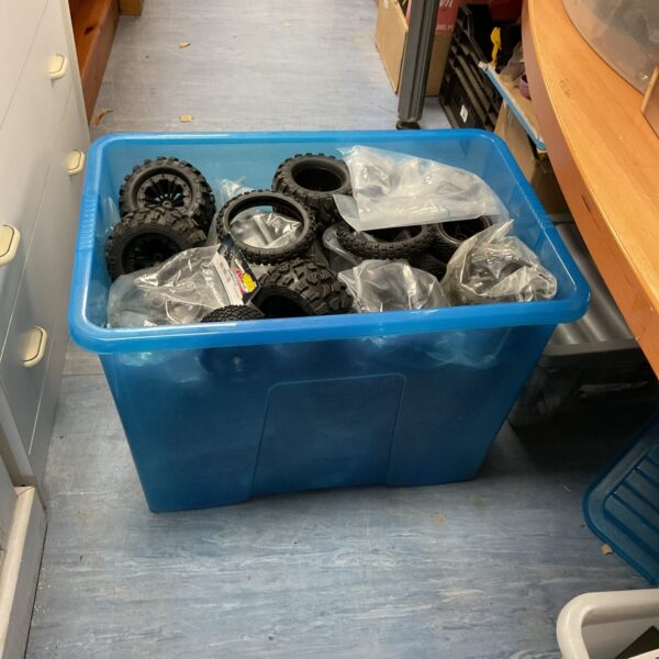 New lot of RC car tyres for off-road vehicles.