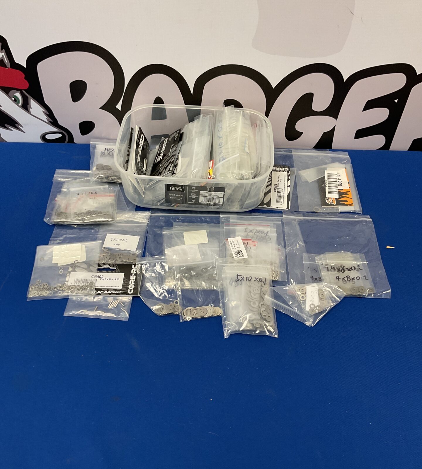 Mixed lot of RC model parts and accessories for hobbyists.