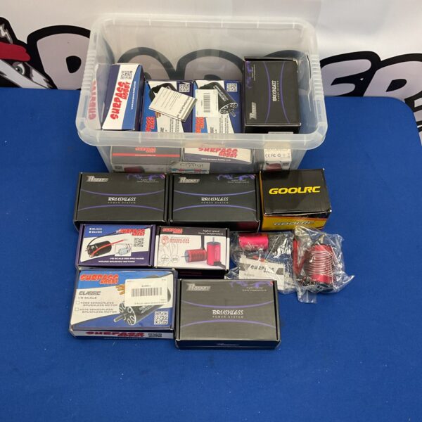 Mixed lot of RC parts and accessories for hobbyists.