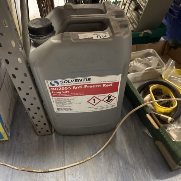 20 litre drum of red antifreeze for vehicle cooling systems.