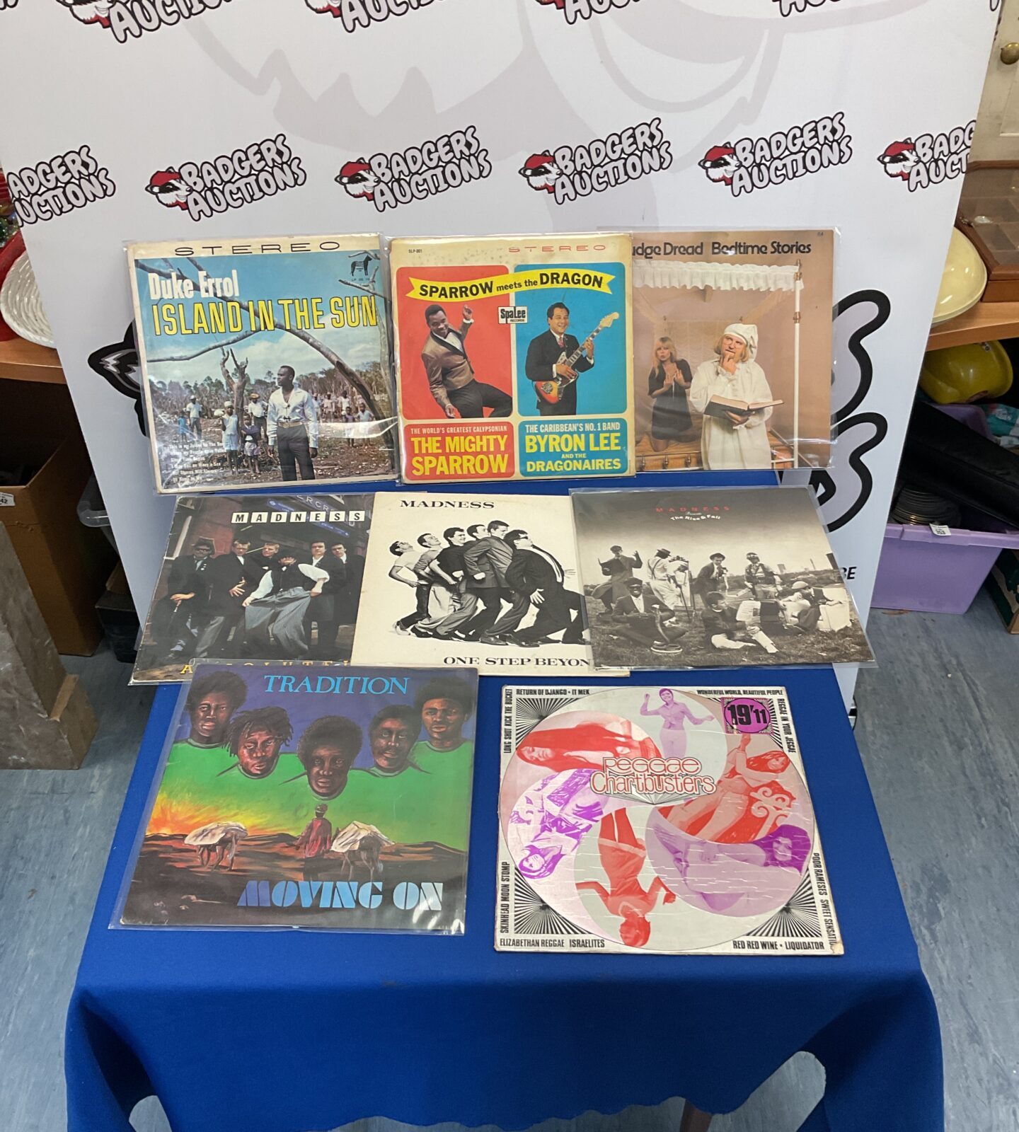 Vintage reggae and ska LP collection with Island Records label.