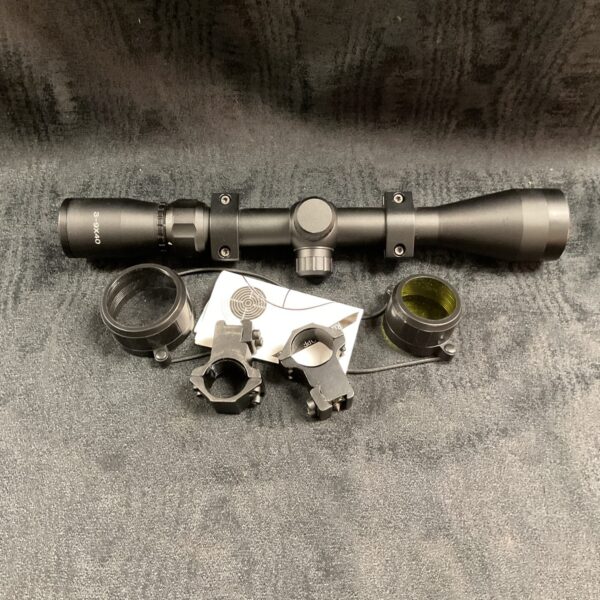 Riflescope 3-9x40 with two included sight mounts for rifles.