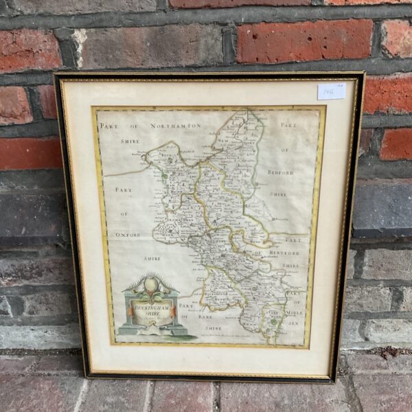 Antique 1695 Robert Morden map of Buckinghamshire, hand coloured.