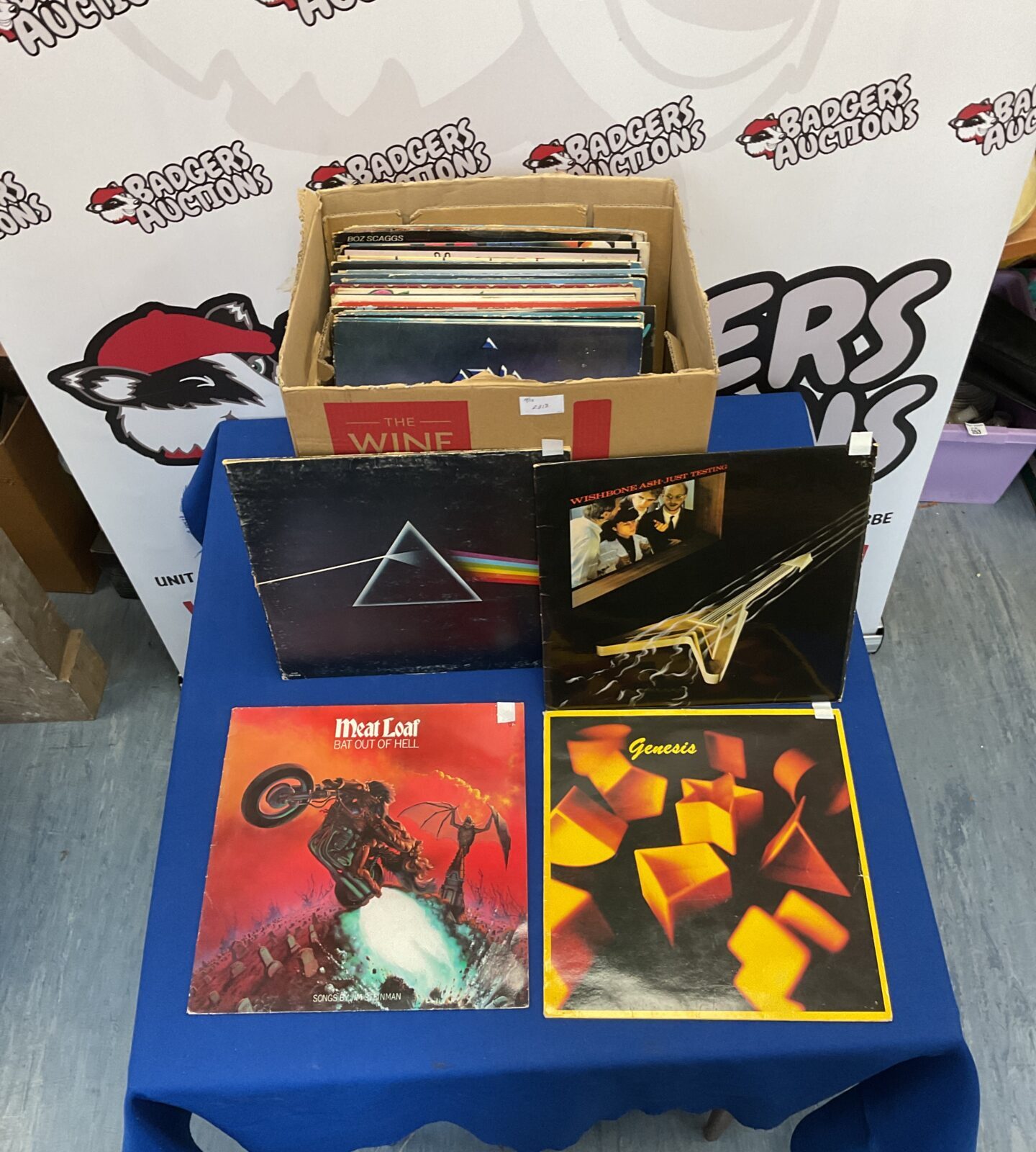 Collection of classic rock vinyl LPs including Pink Floyd and Genesis.
