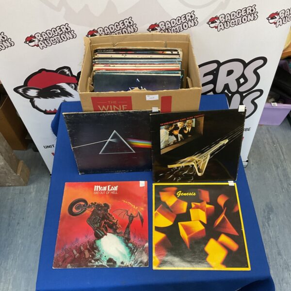 Collection of classic rock vinyl LPs including Pink Floyd and Genesis.