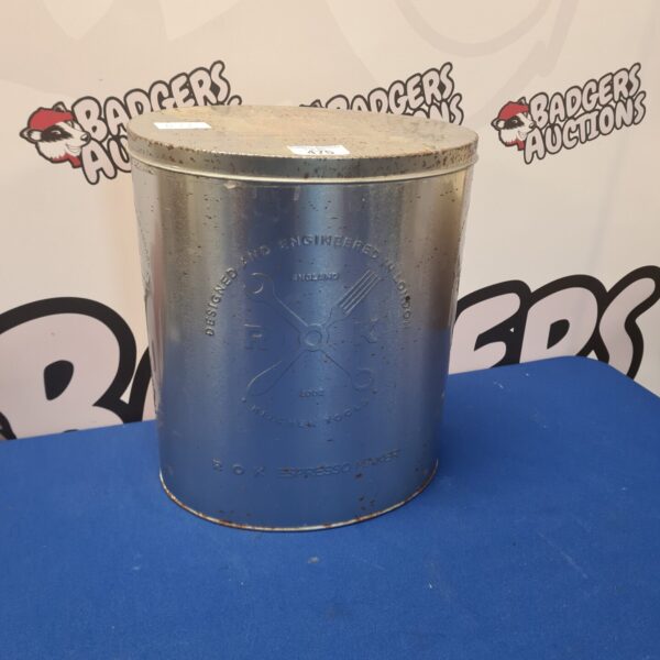 Stainless steel Rok espresso maker for manual coffee brewing.