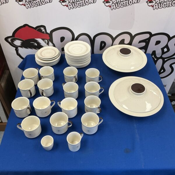 Vintage Royal Doulton Morning Star coffee set with cups and dishes.