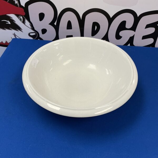 White vintage Royal Ironstone mixing bowl for kitchen use.