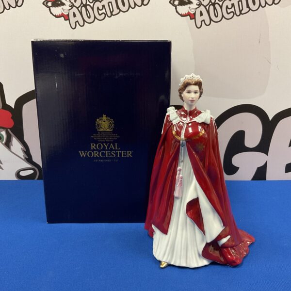 Royal Worcester Queen Elizabeth II figurine, detailed porcelain collectible.