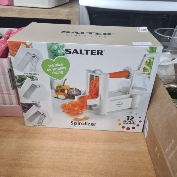 Boxed Salter spiralizer for creating vegetable noodles.