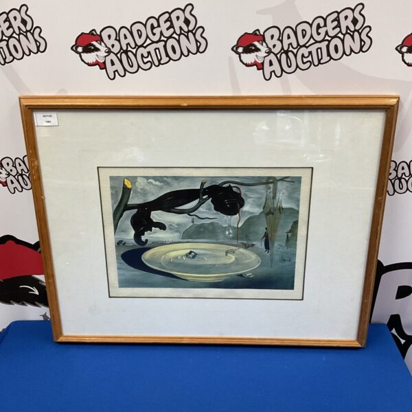 Framed Salvador Dali "The Enigma of Hitler" surrealist print for collectors.