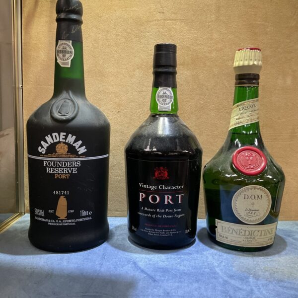 Sandeman Port and Benedictine bottle collection for collectors.