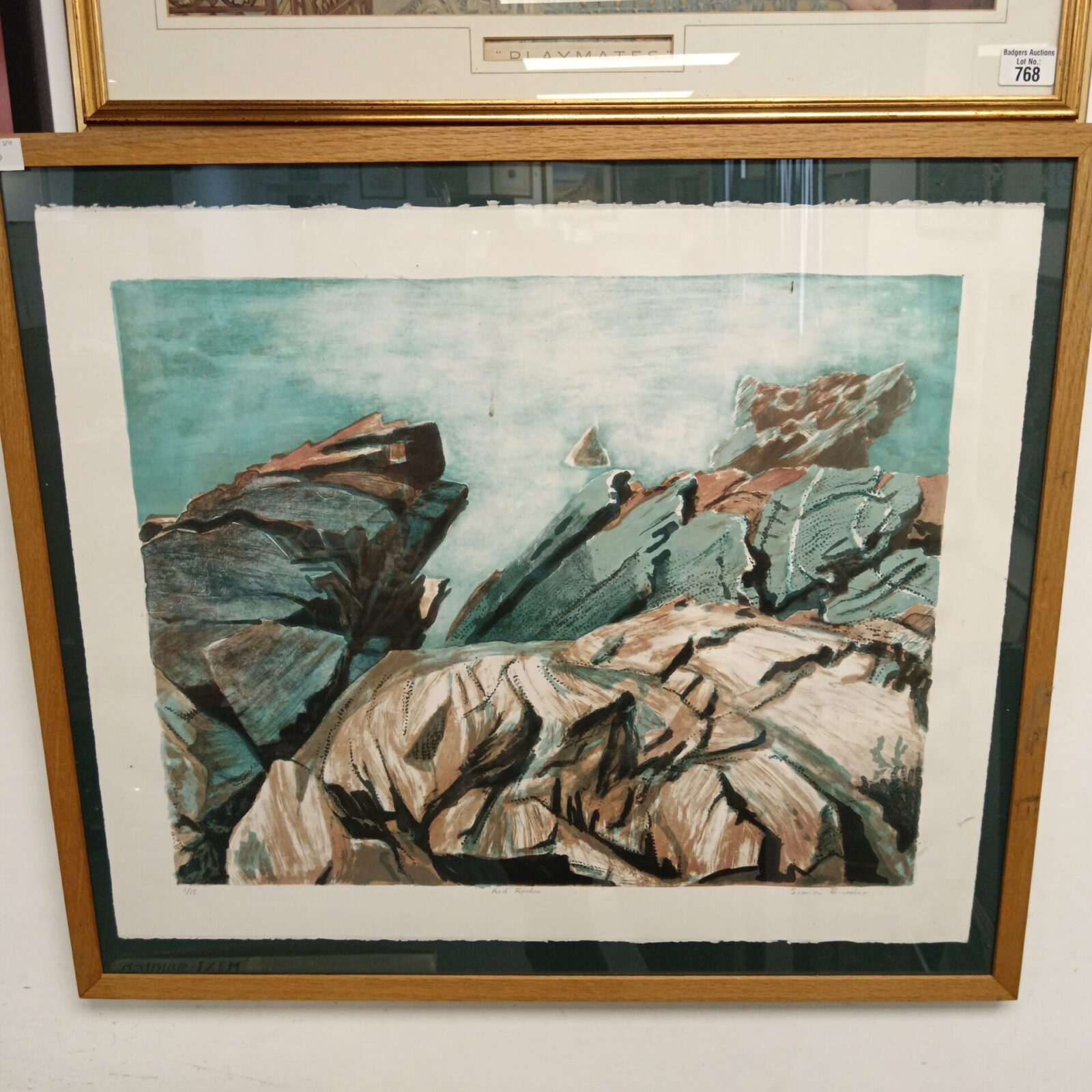 Vibrant limited edition Simon Burden print of red rock landscape.