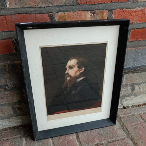 Antique mesotint portrait of Sir Richard Burton, Victorian explorer.