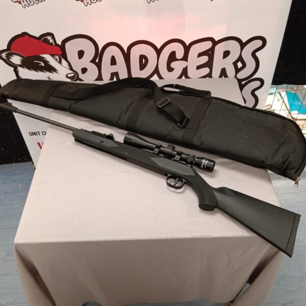 SMK Synsg .22 air rifle with Nikko Stirling scope for accurate shooting.
