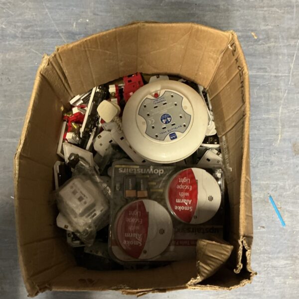 Mixed lot of smoke alarms for fire safety and testing.