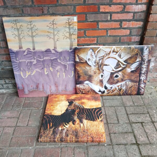 Vibrant Soepry Indian elephant print on fabric, colourful wildlife art.