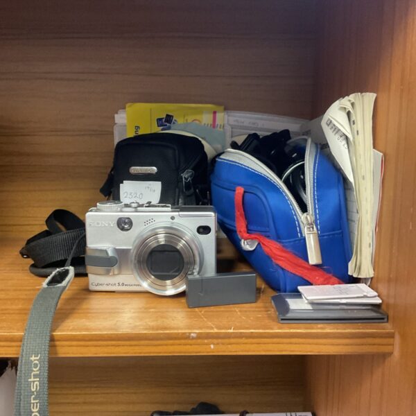 Sony Cyber-Shot digital camera with accessories, 5.0 megapixels.