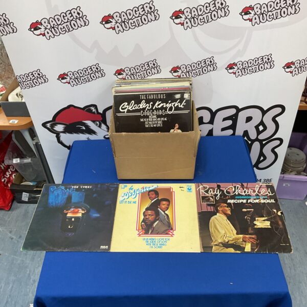 Vintage Soul LP records collection on display.