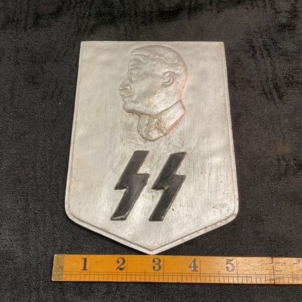 Rare SS ceramic shield with Hitler head and SS runes.