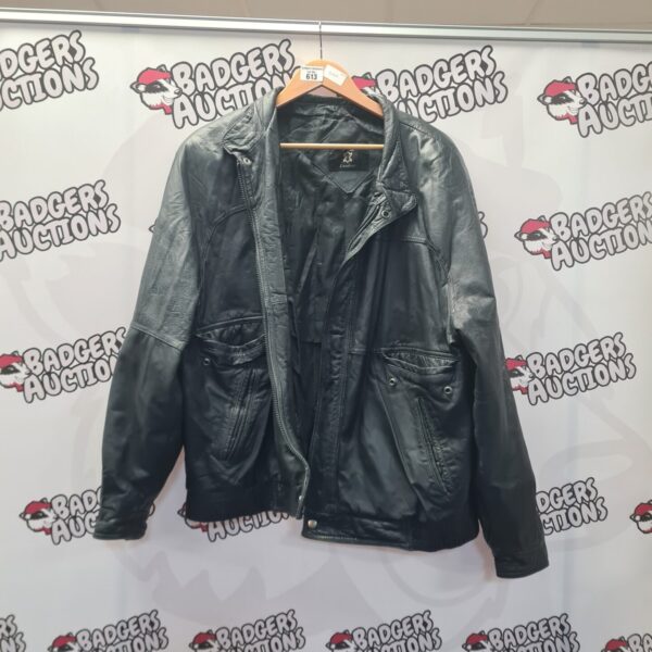 Vintage St Michael leather jacket, front view.