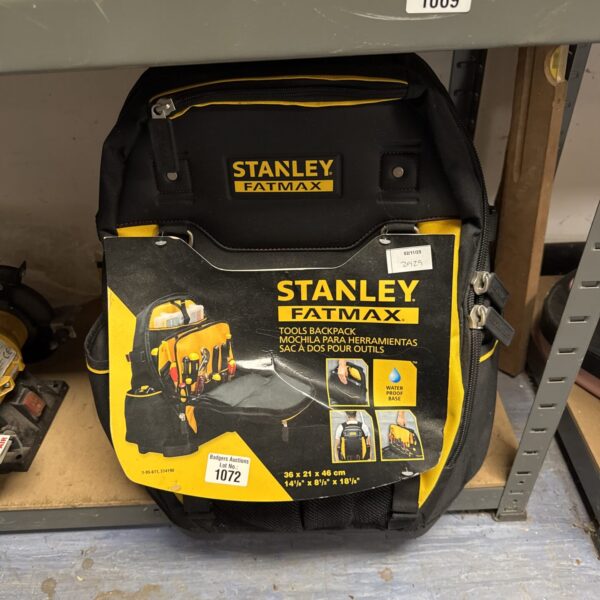 New Stanley Fatmax tools backpack for tool storage and organisation.