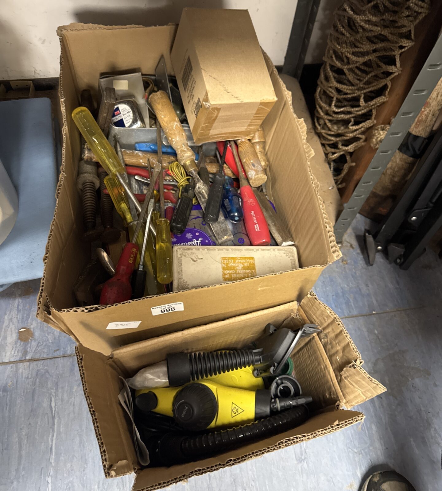 Mixed lot of steam cleaner and garden tools for DIY projects.