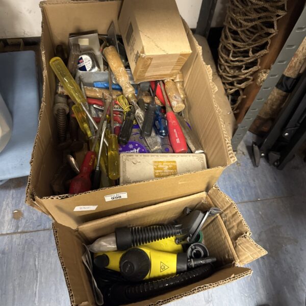Mixed lot of steam cleaner and garden tools for DIY projects.