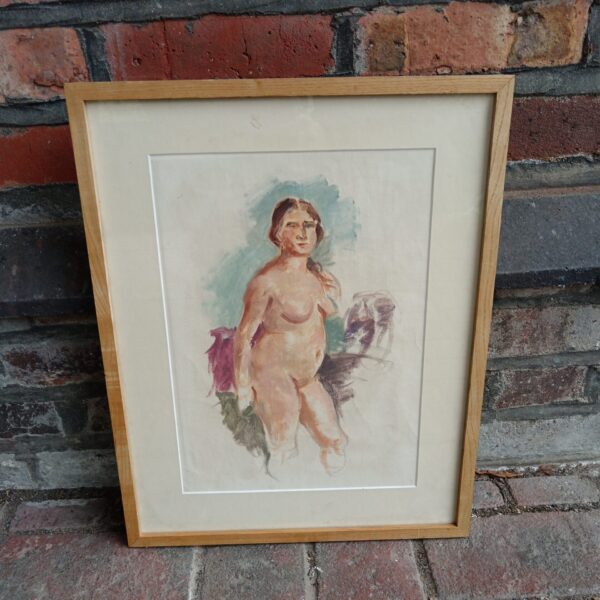 Stella Steyn Studio nude painting, vintage oil portrait of a woman.