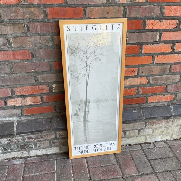 Framed Stieglitz poster from the Metropolitan Museum of Art, rainy cityscape.