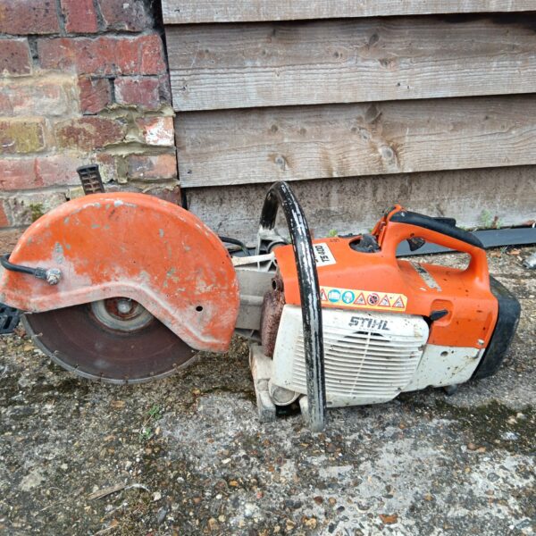 Used Stihl TS400 petrol disc cutter in close-up view.