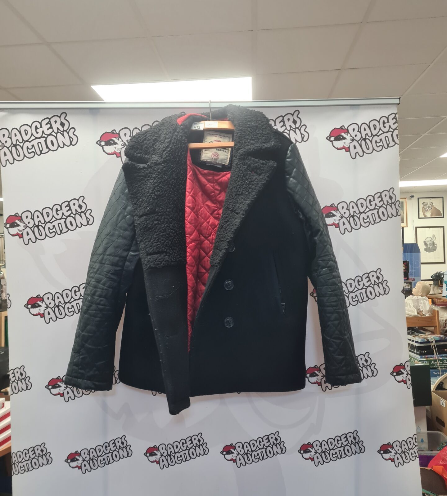 Superdry size 2XL heavyweight wool jacket, front view.