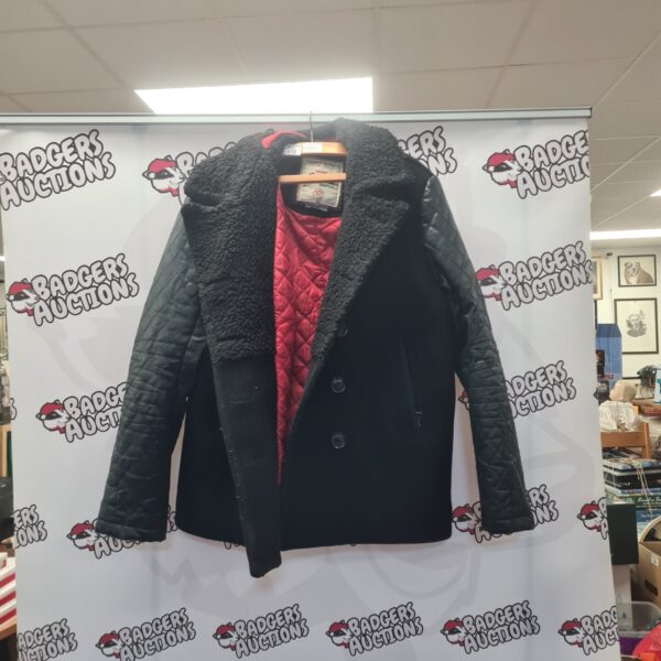 Superdry size 2XL heavyweight wool jacket, front view.