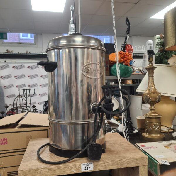 Vintage Swan hot water dispenser in stainless steel.
