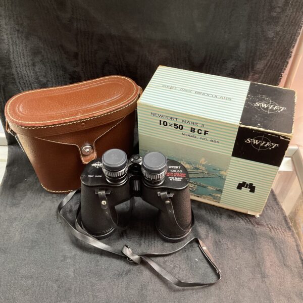 Vintage Swift Newport Mark II 10x50 binoculars with case.