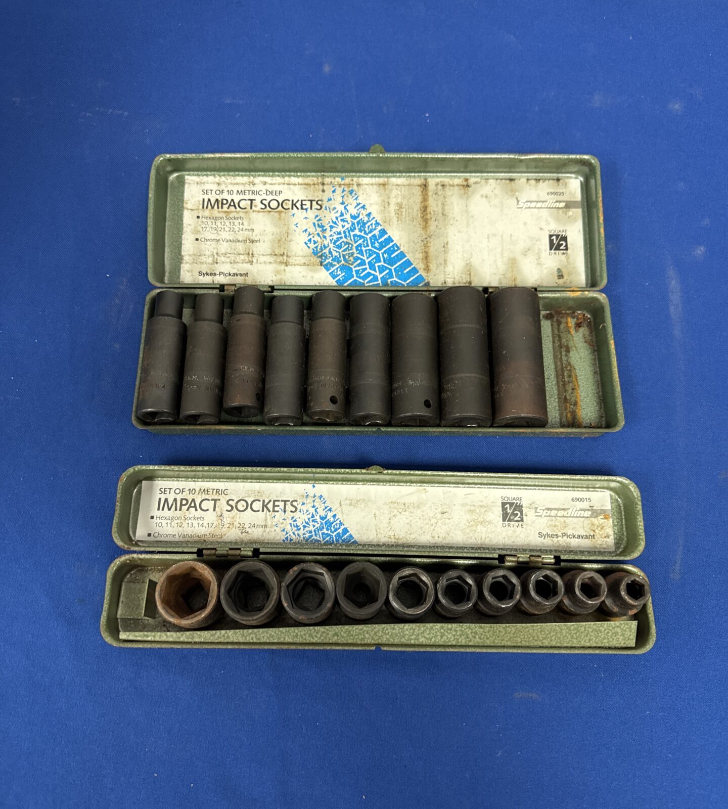 Sykes Pickavant 1/2” drive impact socket set for automotive repair.
