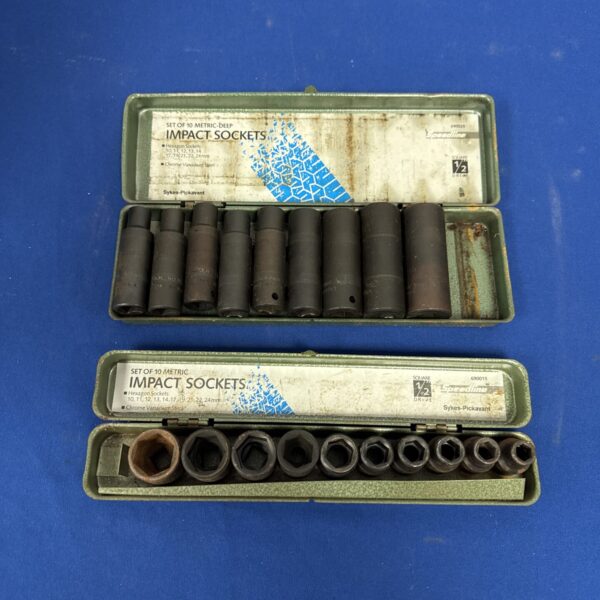 Sykes Pickavant 1/2” drive impact socket set for automotive repair.