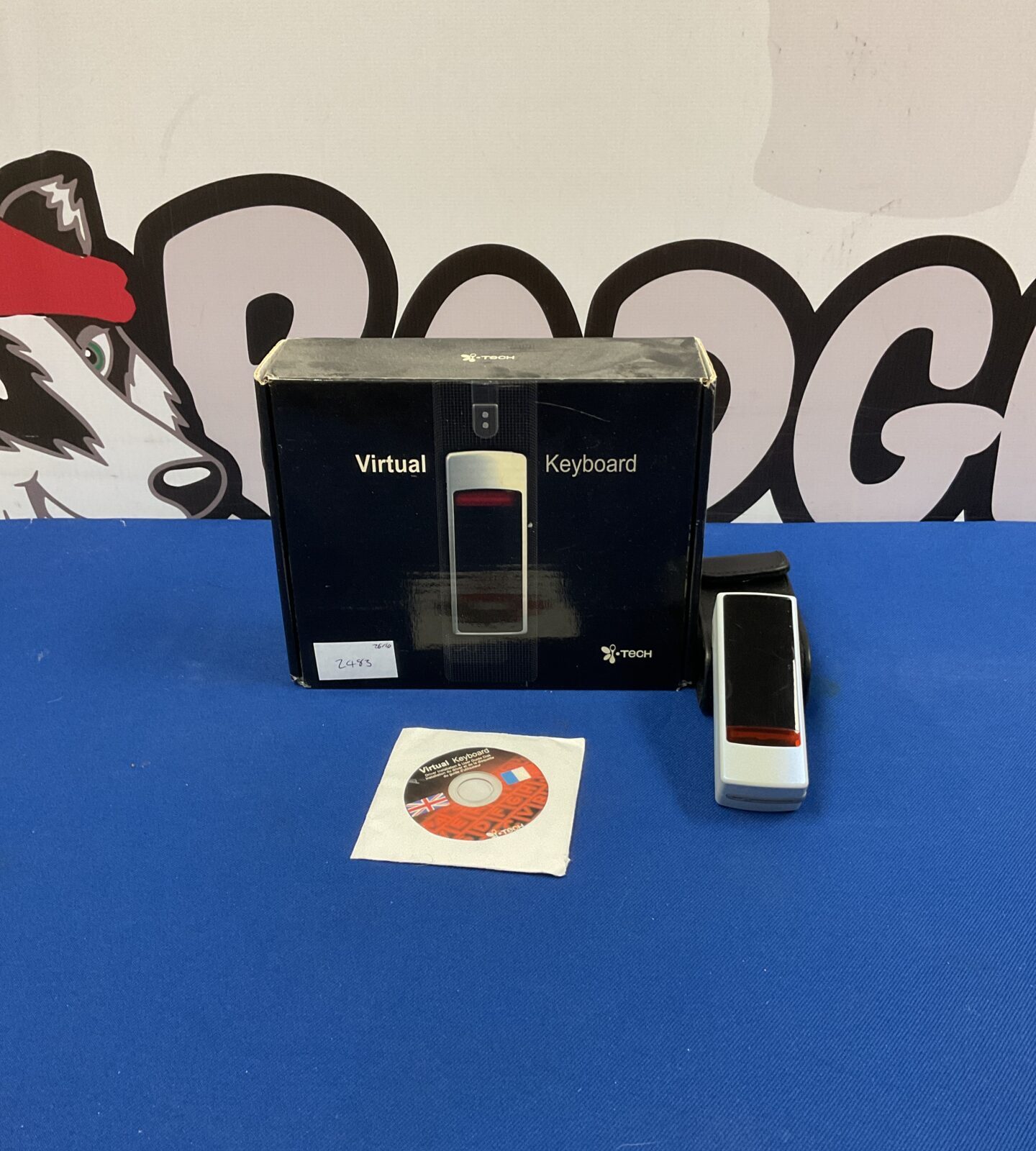 Tech virtual keyboard projecting a laser keyboard onto a surface.