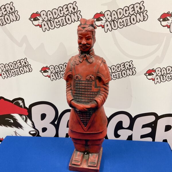 Front view of a 23-inch resin Terracotta Warrior statue.
