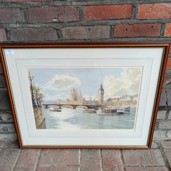Signed limited edition print of the Thames at Westminster by Ben Wright.