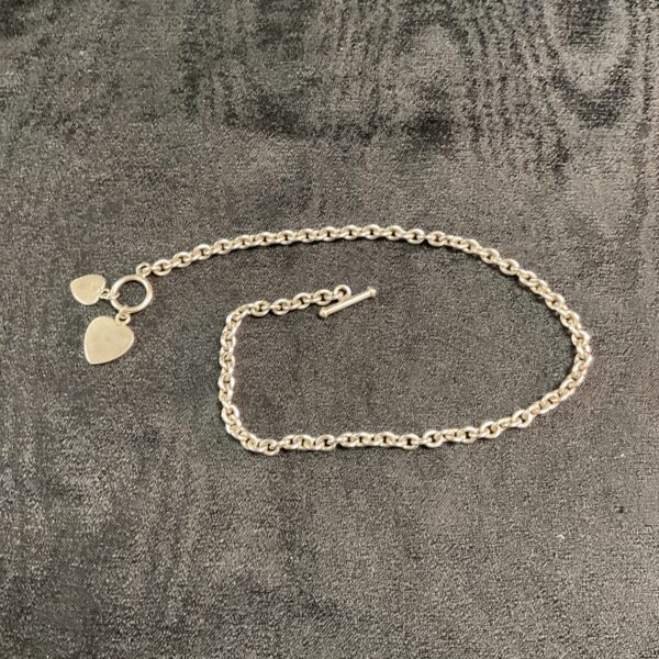 Silver t bar chain necklace in Tiffany style, 32 inch length.