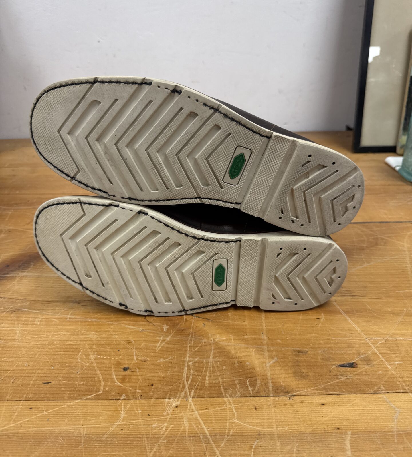 Front view of Timberland Earthkeepers boots, size 9.5 wide fit.